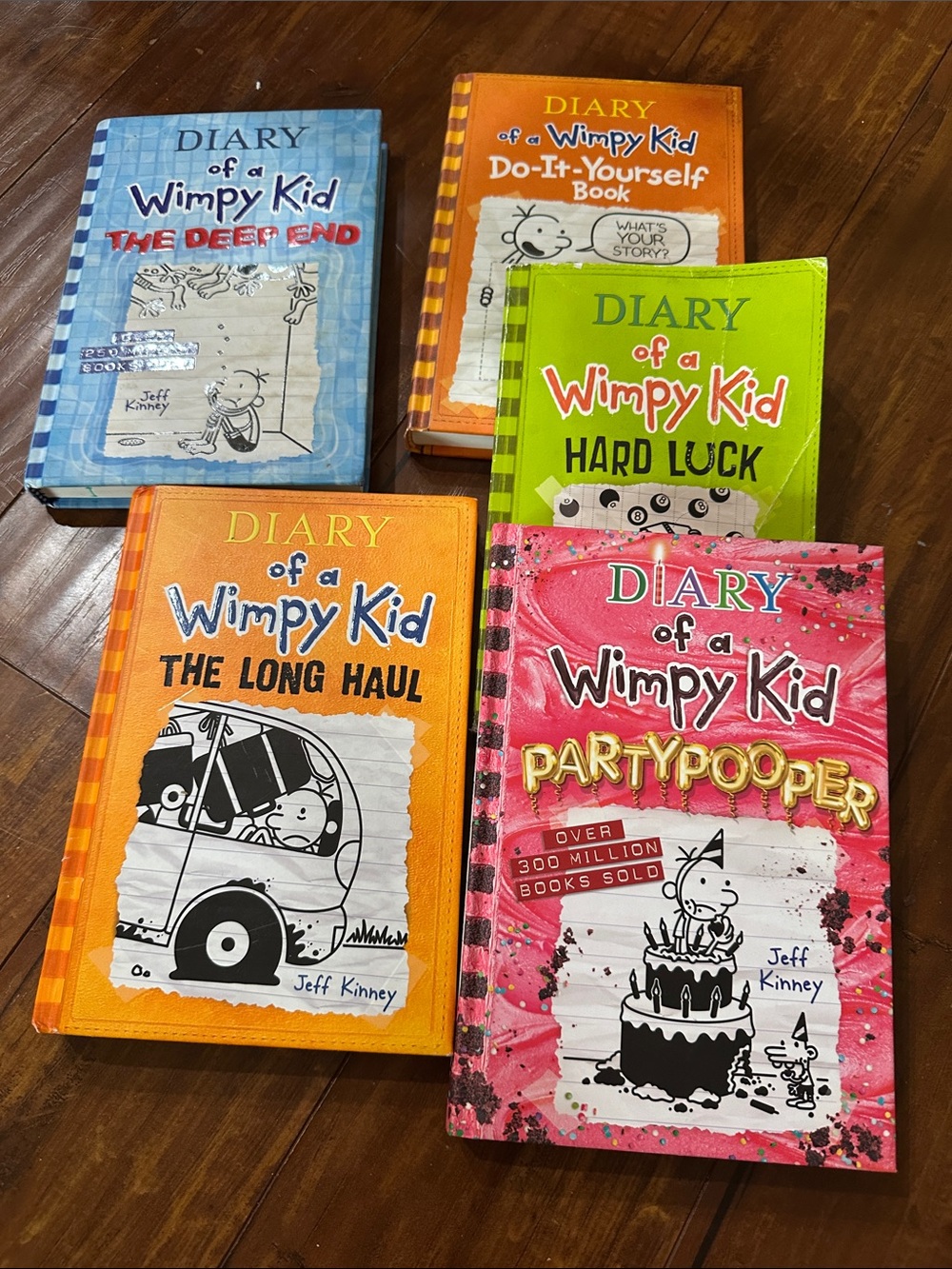 Diary of a Wimpy Kid 5 Book Lot Jeff Kinney Partypooper Long Haul Hard Luck